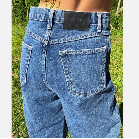 VTG 90s New York & Co High Rise Tapered Leg Distressed Denim Mom Jeans~8~EUC - Picture 6 of 8